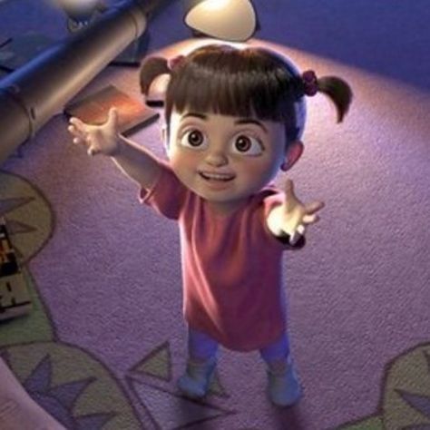 The voice of Boo from Monsters, Inc., Mary Gibbs, was just a toddler during production. The crew couldn’t get her to sit still and read her lines, so they had her play in the studio while following her around with a mic. | 23 Strange Movie Facts You Probably Didn’t Know Until Now Buu Monster Inc, Sully Monsters Inc, Monsters Inc Boo, The Stranger Movie, Disney Pixar Characters, Disney Monsters, Pixar Characters, Karakter Disney, Monsters University