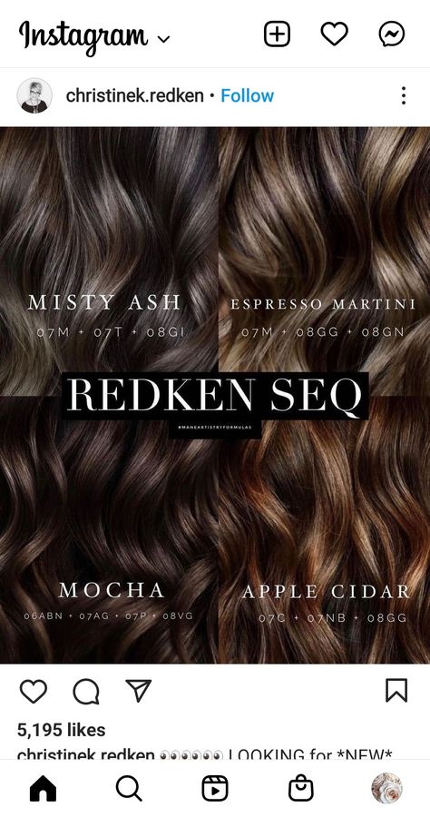 Mermaid Transformation, Haircuts Ideas For Women, Redken Hair Color, Redken Hair Products, Haircuts Ideas, Hair Toner, Hair Color Formulas, Chocolate Hair, Spring Hair