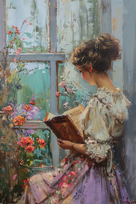 Beautiful Famous Paintings, Reading Painting Aesthetic, Impressionist Paintings Portraits, Impressionist Portrait Painting, Art Oil Paintings Aesthetic, Paintings Aesthetic Vintage, Vintage Paintings Aesthetic, Vintage Painting Aesthetic, Aesthetic Vintage Painting