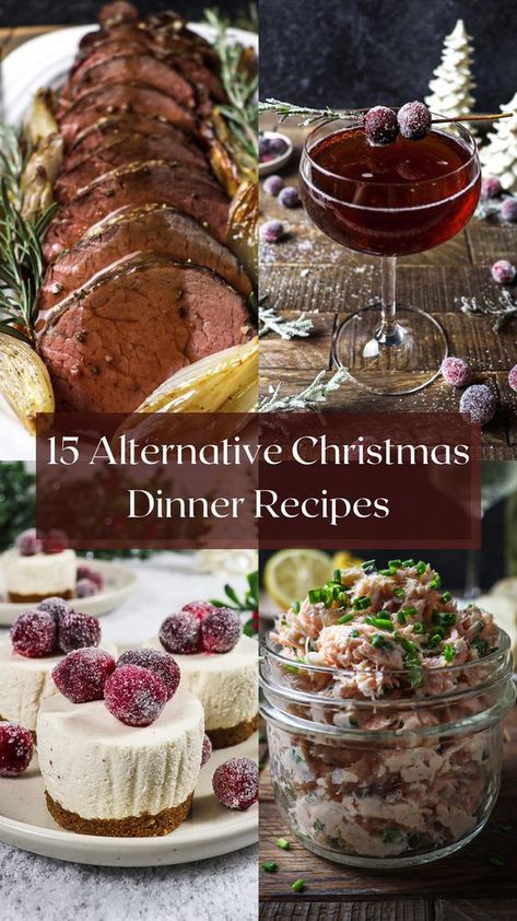 Spice up your Christmas feast with new and exciting alternative Christmas dinner recipes for a memorable holiday dinner! From appetizers to mains, cocktails and desserts, there are plenty of options for curating a Christmas dinner menu that will impress your guests. Simple Dinner Menu Ideas, Xmas Dishes Ideas, Christmas For One Person, Festive Menu Ideas, Christmas Holiday Dinner Ideas, Winter Party Dinner Ideas, Easy Elegant Christmas Dinner, Holiday Dinner For Two, Fancy Christmas Recipes