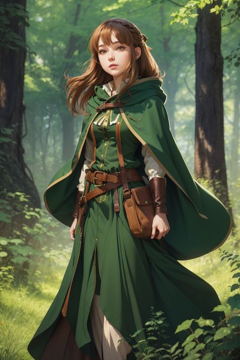 Fantasy Dress Adventure, Fantasy Forager Outfit, Elf Casual Outfit, Dnd Leather Armor Female Druid, Druid Cosplay Woman, Herbalist Costume, Fantasy Healer Outfit, Adventurer Outfit Female, Fantasy Elf Outfit