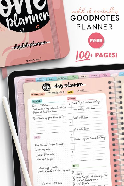 GoodNotes Planner | With 108 Free Templates - World of Printables Digital To Do List Template Free, Goodnotes Template Free To Do List, Digital Planner Free Download 2024, Samsung Notes Template Free, Digital Planner Inspiration, Good Notes Templates Free Planner, Digital Planner Free Download, Gato Chef, Digital Calendar Template