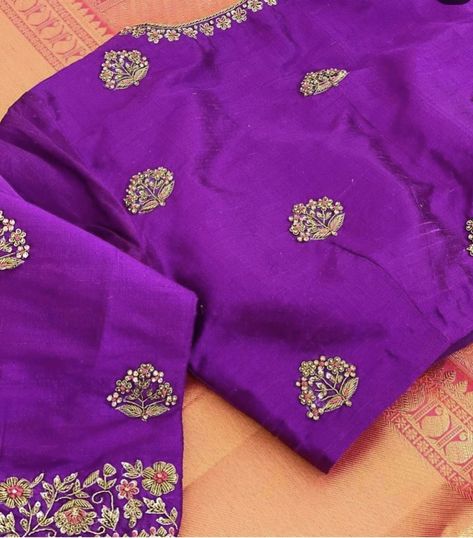 Simple Butta Blouse Design, Buttis Blouse Design, Buties Work Blouse, Only Thread Work Blouse Designs, Cotton Blouse Design, Blouse Designs Catalogue, Kids Blouse Designs, Traditional Blouse Designs, Maggam Works