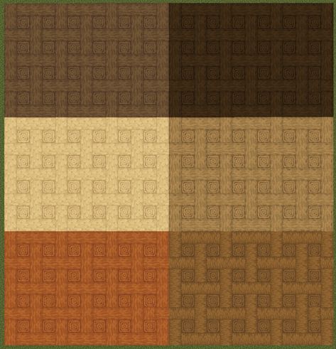 Floor pattern made with stripped logs placed on different sides Floor Designs Minecraft, Minecraft Floor Designs, Minecraft Building Guide, Minecraft Idea, Wood Floor Design, Minecraft Interior Design, Mc Ideas, Minecraft House Tutorials, Minecraft Cottage