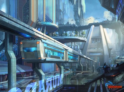 Kota Masa Depan, Ville Cyberpunk, Scifi City, Futuristic Cities, Future Cities, Sci Fi City, Sci Fi Environment, Cyberpunk City, Arte Cyberpunk