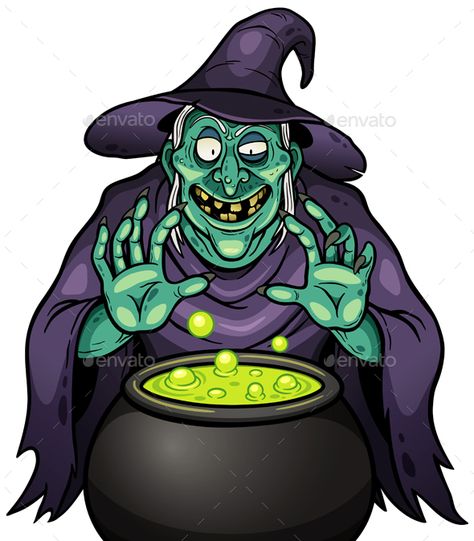 Vector illustration of Cartoon Witch with cauldron Cartoon Witch, Witch Drawing, Baba Jaga, Witch Characters, Halloween Rocks, Witch Face, Halloween Vector, Face Pictures, Baba Yaga