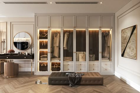 MASTER BEDROOM 02 ( NEOCLASSIC , LUXURY) on Behance Classic Contemporary Walk In Closet, Master Bedrooms New Classic, Neoclassical Dressing Room, American Classic Walk In Closet, Classical Walk In Closet, Neoclassical Master Room, Neo Classic Walk In Closet, Neo Classic Dressing Room, Neoclassical Wardrobe Design