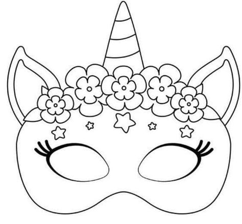 Coloring Mask, Fall Paper Crafts, Line Art Portrait, Theme Carnaval, Unicorn Mask, Gratis Printables, Black And White Line Art, Art Activities For Toddlers, Unicorn Printables