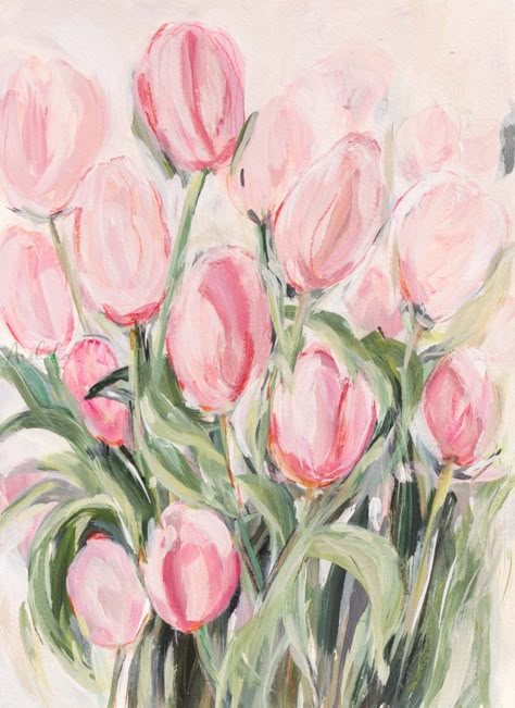 Floral Paintings Acrylic, Printable Wall Collage, Tulip Painting, Dorm Posters, Pink Painting, Pink Posters, Poster Room, Picture Collage Wall, Floral Artwork