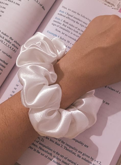 Satin|white|large|srunchies White Scrunchie, White Lace Fabric, Fabric Ideas, 18th Birthday, Lace Fabric, Scrunchies, White Lace, Satin, Hair Styles