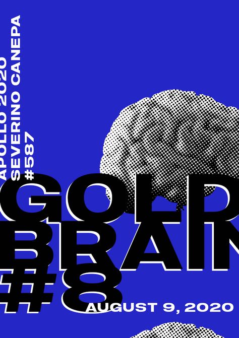 Minimal digital creation in blue, back, and white. I used bold typeface, and the picture of a brain with a halftone applied on. Bold Minimalism Graphic Design 2024, Bold Minimalism Graphic Design, Subway Design, Typography Ads, Poster Reference, Bold Typeface, Bold Minimalism, Halftone Design, Motion Poster