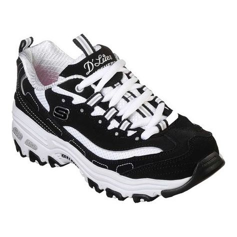 Girls' Skechers D'Lites Biggest Fan Sneaker - Black/White Walking Shoes Skechers D Lites, Victoria Shoes, Brogue Boots, Sporty Sneakers, Deck Shoes, Ecco Shoes, Everyday Shoes, Waterproof Shoes, Skechers Women