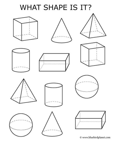 Free printable worksheets for preschool, Kindergarten, 1st, 2nd, 3rd, 4th, 5th grades. 3D shapes. 3d Shapes Kindergarten, Kindergarten Geometry, 3d Shapes Activities, 3d Shapes Worksheets, 3 Dimensional Shapes, Shape Worksheets For Preschool, Shapes Worksheet Kindergarten, Shapes Kindergarten, Printable Shapes