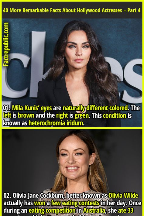 Mila Kunis Eyes, Heterochromia Iridum, Emilia Clarke Pics, Fact Republic, Crazy Man, Unbelievable Facts, Mila Kunis, Random Facts, Olivia Wilde