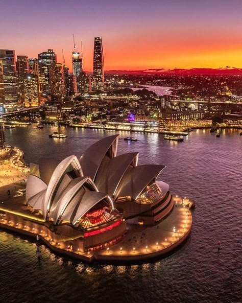 Sydney, Australia 🇦🇺 Travel | Hotels | Food | Tips on Instagram: "Beautiful sunset over Sydney’s opera house🇦🇺✨ Sydney is the most amazing city. The food and the beautiful beaches are fantastic, and all that surf and sunshine make you feel unbelievably relaxed🤩✨ Tell us below if you agree🥰 📸 @dronecean 📍Sydney #visitaustralia🇦🇺 #sydneyharbourbridge #sydneyharbor #sydneyvivid #lovesydney #travelsydney #bestofsydney #ilovesydney❤️" Sydney Australia Aesthetic, Sydney Aesthetic, Australia Aesthetic, Australia City, Australia Immigration, Sydney Travel, Australia Beach, Australia Vacation, Sydney City