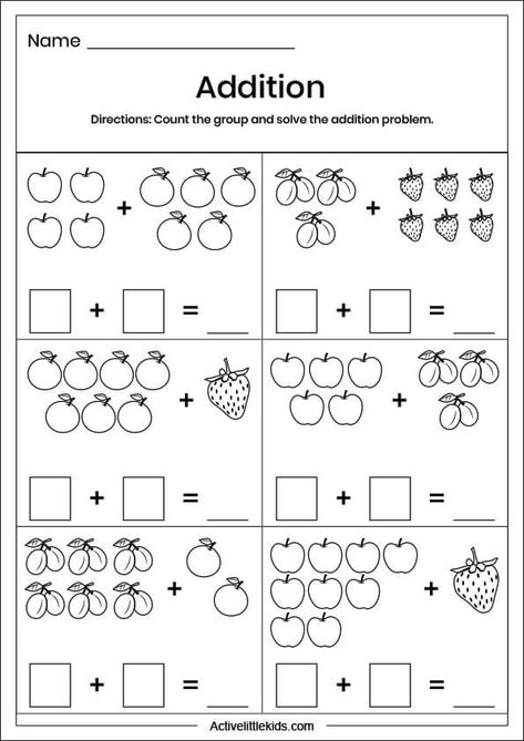 Addition With Objects Kindergarten, Preschool Addition Worksheets Free, Counting Worksheets Grade 1, Addition And Subtraction Worksheets For Kindergarten, Counting Objects Worksheets, Counting Worksheets Preschool, Matematik Prasekolah, Math Counting Worksheets, Free Addition Worksheets