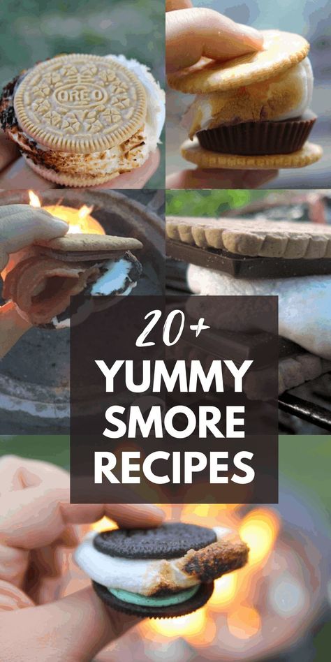 This post is full of yummy smore recipes that would be perfect for your next camping trip. S'mores are a must make when camping! Healthy Smores, Fire Pit Food, Campfire Snacks, Pie Iron Recipes, Camping Smores, Easy Smores, Smores Party, Campfire Smores, Campfire S'mores