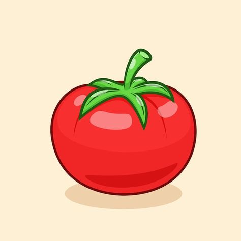 How To Draw Tomato, Tomato Drawing For Kids, Tomato Illustration Cute, Tomato Cute Drawing, Tomato Doodle, Draw Tomato, Tomatoes Drawing, Tomato Aesthetic, Tomatoes Illustration