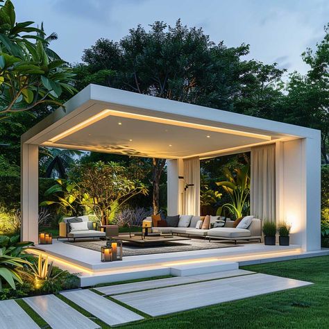 11+ Minimalist Garden Gazebo Ideas for a Clean Look • 333+ Art Images Castle Backyard, Garden Gazebo Ideas, Wooden Garden Gazebo, Modern Gazebo, Gazebo Ideas, Terrace Garden Design, Minimalist Garden, Clean Look, Garden Gazebo