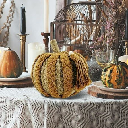 Thanksgiving Halloween Imitation Cotton Rope Pumpkin Tabletop Decoration Hand Woven Decorations Features: The workmanship is exquisite and cotton rope material is used to ensure the durability of these accessories. Great photo props can make your photos more attractive, and you will become the focus of friend and family. Artificial pumpkin decorations - Simulated pumpkins have beautiful colors and will definitely tie your Thanksgiving decorations and exquisite pumpkins together to welcome autumn Autumn And Halloween, Pumpkin Decorations, Welcome Autumn, Artificial Pumpkins, Harvest Decorations, Halloween Decoration, Pumpkin Decorating, Cotton Rope, Table Top Decor