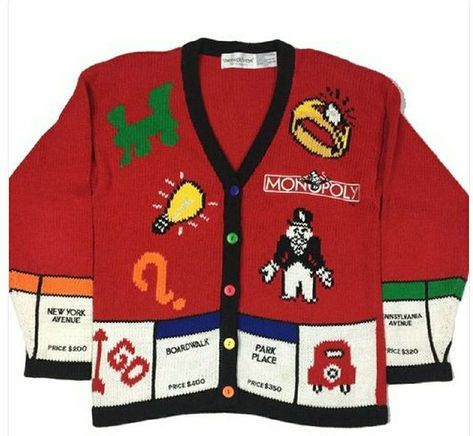 Ugly Sweater Christmas Monopoly, Nex York, Vintage Monopoly, Monopoly Game, Vintage Sweater, Cool Sweaters, Dream Clothes, Ugly Sweater, Vintage Sweaters