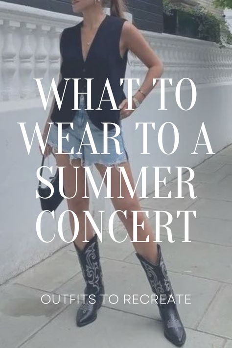 Know what to wear to a summer concert. From dresses and boots, to jeans and graphic tees, and more, there is something for everyone. Counting Crows Concert Outfit, Summer Outfits For Concerts, Concert Festival Outfit Summer, Concert Outfit Summer Country, What To Wear To A Concert In The Summer, Country Concert Outfit Summer 2024, Lawn Concert Outfit, What To Wear To An Outdoor Concert, Cute Concert Outfits Summer