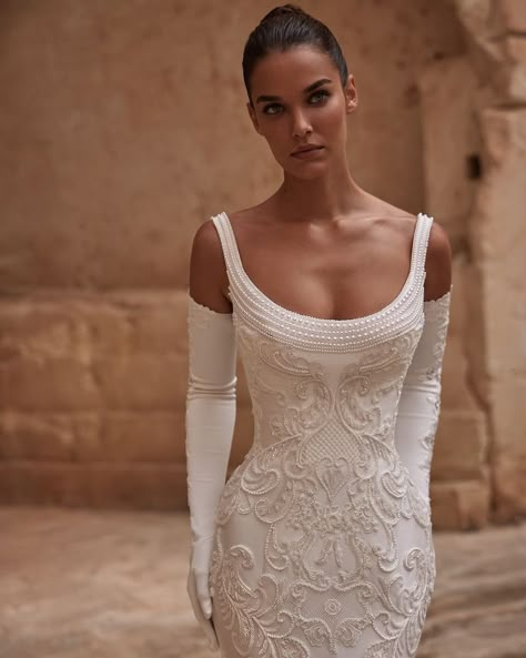 Mermaid Wedding Gowns Lace, Luxury Victorian Wedding Dress, Lace Wedding Dress Buttons Down Back, High Neck Keyhole Wedding Dress, High Neck With Sleeves Wedding Dress, Iconic Bridesmaid Dresses, Wedding Dress With Shrug, Met Gala Wedding Dress, Euro Wedding Dress