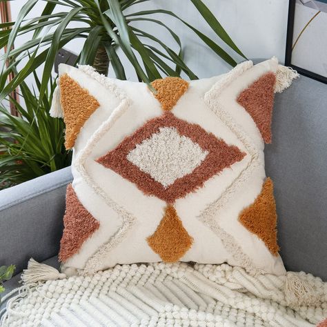 Burnt Orange Throw Pillows, Farmhouse Decorative Pillows, Orange Pillow Covers, Bohemian Throw Pillows, Boho Throw Pillow, Couch Pillow Covers, Orange Throw Pillows, 18x18 Pillow Cover, Boho Throw Pillows