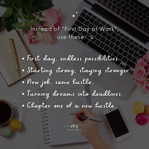 instead of “First day at work” use these: 🥰 #work #firstday #workworkwork #workhard #workfromhome #quotes #quotesoftheday #caption #notes #instagramtips #randomthoughts #fyp #margesn #smm First Day At Work Quotes, First Day At Work, Beach Captions, First Day Of Work, Chapter One, Work Quotes, Stay Strong, Instagram Tips, New Job