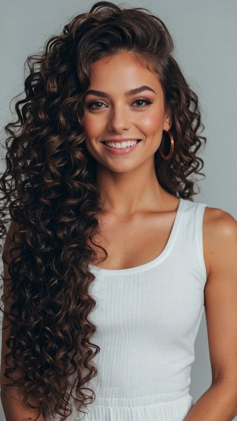 Discover a collection of stunning curly hairstyle ideas for all hair lengths - from cute baddie looks to long and short styles perfect for summer These easy and quick hairstyles are ideal for school pretty and effortless making them the perfect choice for a fresh new look Ladies Long Hairstyles, Curly Hair Model, Curly Long Hair, Quick Curly Hairstyles, Curly Styles, Autumn Hair, Curly Wedding Hair, Wedding Guest Hairstyles, Beautiful Curly Hair