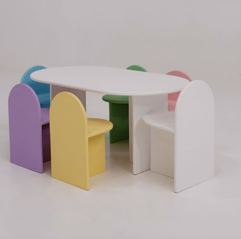 Kids Table In Kitchen, Preschool Must Haves, Kids Round Table, Round Kids Table, Kids Playroom Table, Kids Room Table, Kids Chair Design, Kids Table And Chair Sets, School Furniture Design