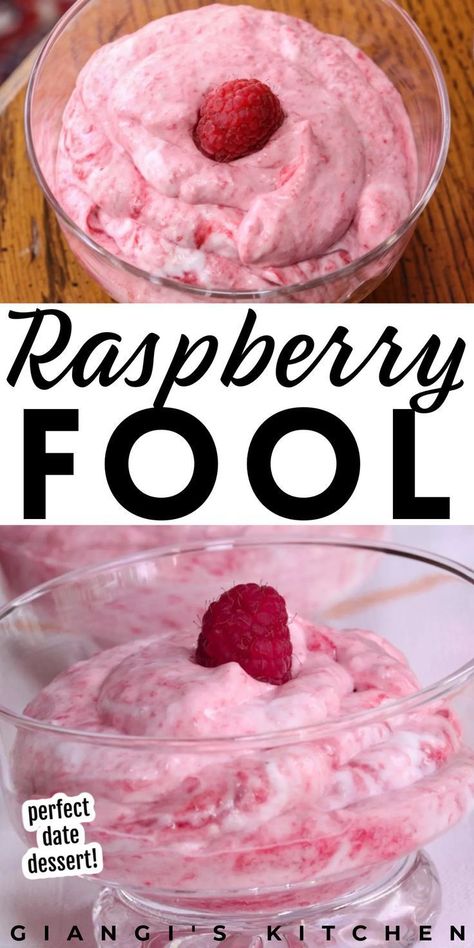 This raspberry fool is the simplest dessert ever! It's made with only four ingredients: fresh raspberries, sugar, water, and whipping cream. This raspberry dessert is great to make for a super simple but romantic dessert that everyone will enjoy. Raspberry fool is a cool dessert that's perfect to make for a fruity summer or spring dessert. Make this raspberry fool dessert for parties, get-togethers, and other events this year. Try this easy raspberry fool today! Dessert With Raspberries Easy, Quick Raspberry Dessert, What To Make With Raspberries, Quick And Easy Dessert Recipes Simple, Raspberry Dumplings, Flummery Recipe, Recipes With Raspberries, Raspberry Jello Recipes, Raspberries Recipes