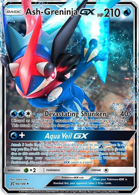 Greninja Card, Custom Pokemon Cards, Fake Pokemon Cards, Old Pokemon Cards, Ash Greninja, Pokemon Cards Legendary, Papercraft Pokemon, Pokemon Tcg Cards, Kartu Pokemon