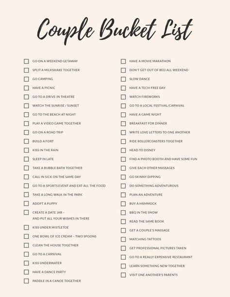 Checklist dating ladyandtheblog Bucket List Ideas For Couples, Romantic Bucket List, Relationship Bucket List, Romantic Questions, Dating Ideas, Bucket List Ideas, Kissing In The Rain, Cute Date Ideas, Slow Dance