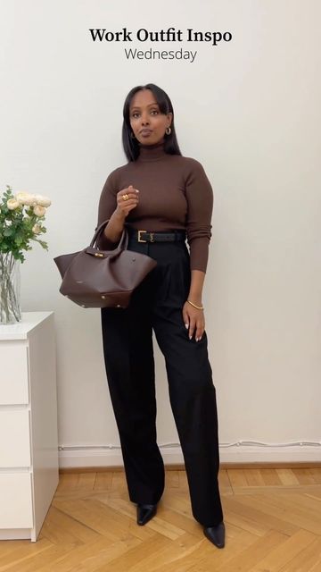 Business Turtleneck Outfit, Turtle Neck Work Outfit Women, Black Trouser Outfit Winter, Zara Slacks Outfit, Boots Corporate Outfit, Black Turtleneck Work Outfit, Boots And Trousers Outfit, Femmeblk Outfits, Turtle Neck Outfit Women Work