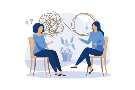 Psychotherapy unraveling complex situati... | Premium Vector #Freepik #vector #people #design #woman #man Interview Illustration, Illustration Business, Illustration Flat, Outline Illustration, Corporate Videos, Child Custody, Social Media Network, Online Education, Psychiatry