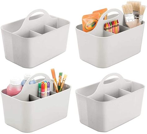 Divided Basket, Small Office Storage, Kids Storage Bins, Organizing Utility Tote, Workspace Essentials, Craft Supply Storage, Plastic Craft, Craft Storage Organization, Storage Desk