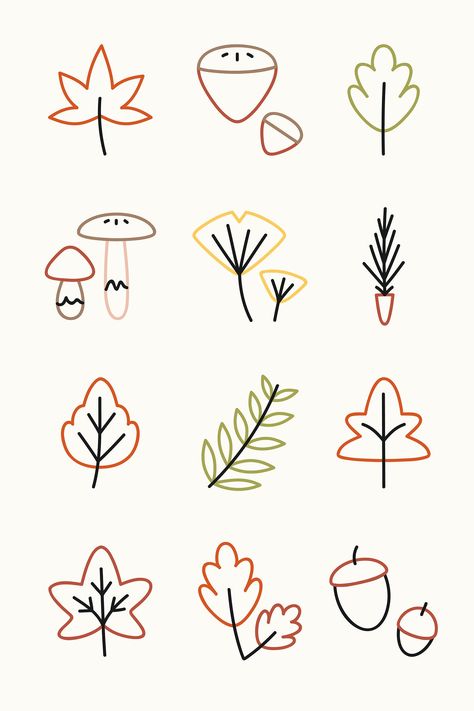 Autumnal Drawings, November Template, Poster Environment, November Illustration, September Illustration, Leaf Drawing Easy, Forest Border, November Leaves, November Design