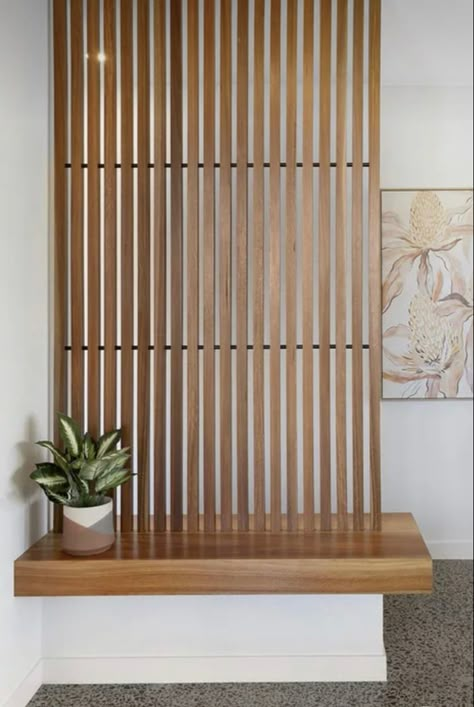 Entryway Divider, Panel Partition, Timber Slats, Diy Room Divider, Wood Slat Wall, Small Deck Decorating Ideas, Dekor Diy, Living Room Partition Design, Deck Decorating Ideas