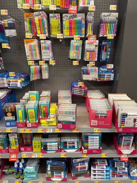 walmart stationery shopping usa highlighters best stationery shops planner supplies america Walmart School Supplies, Walmart Aesthetic, Stationery Shops, Wholesale Stationery, White Sharpie, Notes Creative, Stationery Obsession, Flair Pens, School Supply Store