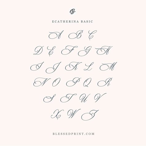 Ecatherina calligraphy font is a beautiful, elegant font perfect for wedding invitations and other special#FancyFonts #TypographyTrends #CreativeCalligraphy #ElegantLettering #FontFrenzy Cursive Wedding Fonts, Hannah In Cursive, Fancy Cursive Fonts Alphabet, Romantic Fonts Alphabet, Initial Tattoo Fonts, Elegant Fonts Alphabet, Pretty Letter Fonts, All Cursive Letters, Italian Font