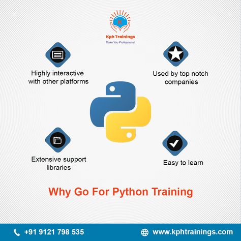 There are Several Compelling Justifications for Undertaking a Python Course. Python, as a Versatile Programming language, Offers a Range of Benefits Here are some reasons why you should consider Enrolling in a Python course: With its Widespread usage in Industries like Data Science, Machine learning, and Web Development Python Skills are in High Demand. Completing a Python course can Enhance your Employability and Broaden your Career Prospects. KPH Trainings is One of the Best Institute t Python Course, Programming Languages, Data Science, Machine Learning, Python, Web Development, Programming, Motion, Career