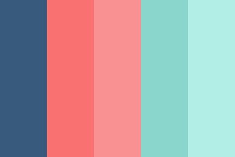 Coral Teal Blue color palette Navy Blue Teal And Coral Bedroom, Color Palette With Navy Blue, Coral Color Combinations, Coral Colour Palette, Teal Color Palette, Three Color Combinations, Palette Blue, Coral Colour, Teal Blue Color