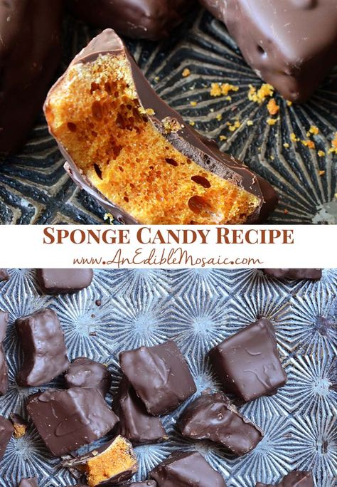 Homemade Chocolate-Covered Sponge Candy combines the crunch and complex sweetness of caramelized sugar candy with chocolate for a delicious treat. Sponge Candy Recipe, Kentucky Blackberry Cobbler, Paleo Candy, Polish Cookies, Sponge Candy, Easy Candy Recipes, Homemade Snickers, Chocolate Peanut Butter Cups, Candy Recipe