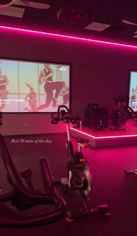 Commercial Gym Design, Cycling Studio, Dream Gym, Spin Studio, Girls Gym, Pink Gym, Gym Studio, Gym Interior, Endurance Workout