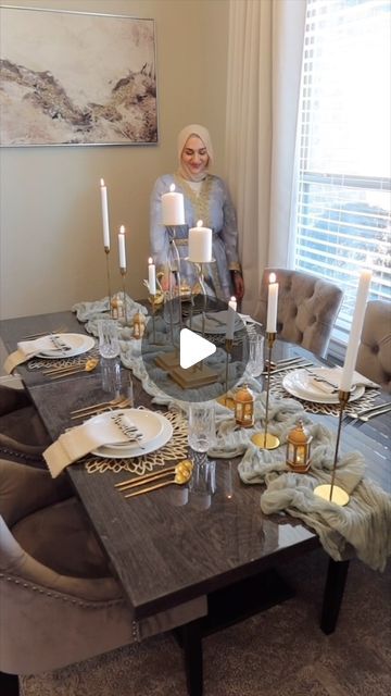 81K views · 4.5K likes | Marah Snoubar Ziedan on Instagram: "The countdown begins 🥰✨🌙 Only 14 more days inshallah!! Loving this years dining table set up 💖

.

.

.

#ramadan #ramadanmubarak #ramadandecor #diningtable #diningtabledecor #tablesetting #ramadantablesetting #ramadankareem #ramadan2024 #trending #trendingsound" Setting A Table For Staging, Ramadan Dining Table Decor, Dinning Tablecloth Ideas, Dinning Tabletop Decor Ideas, Dining Table Setting Ideas, Ramadan Table Setting, Dinner Table Set Up, The Countdown Begins, Countdown Begins