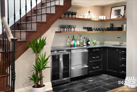 Centsational Girl » Blog Archive That Space Under the Stairs - Centsational Girl Staircase In Kitchen, Bar Under Stairs, Kitchen Under Stairs, Space Under Stairs, تحت الدرج, Contemporary Basement, Basement Kitchenette, Model Dapur, Under Stair