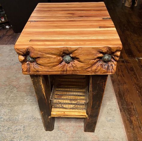 Butcher Block Table, Butcher Block Top, Block Table, Rustic Aesthetic, Low Shelves, Kitchen Dining Tables, Hand Crafted Furniture, Extra Storage Space, Wood Slats