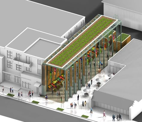 Farmers Market Design, Urban Farming Architecture, Urban Spaces Design, Urban Market, Urban Ideas, Urban Design Diagram, Urban Design Graphics, Urban Design Architecture, Urban Design Concept