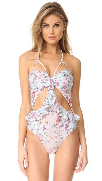 MINKPINK Sherbet One Piece Bandeau Swimwear, Cut Out One Piece, Floral One Piece Swimsuit, Floral One Piece, 1 Piece Swimsuit, Mink Pink, Pastel Floral, One Piece For Women, Swim Wear